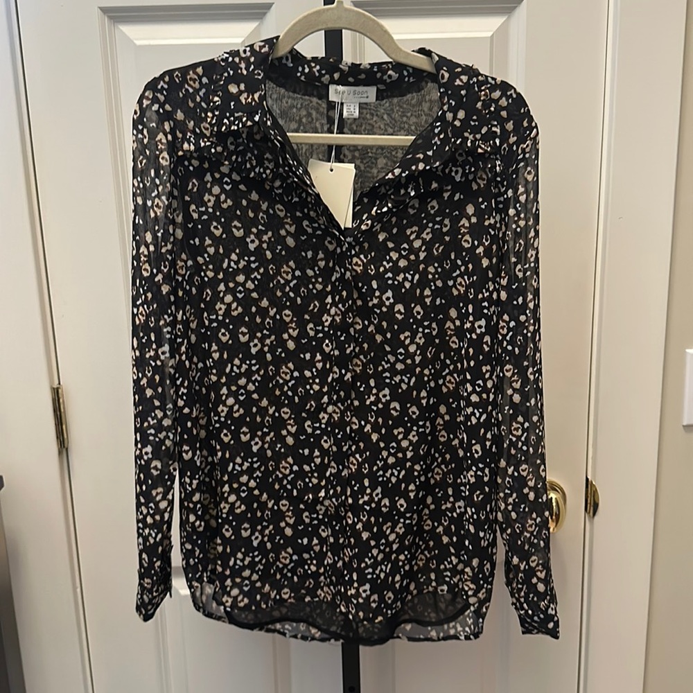 See You Soon Printed Blouse NEW
